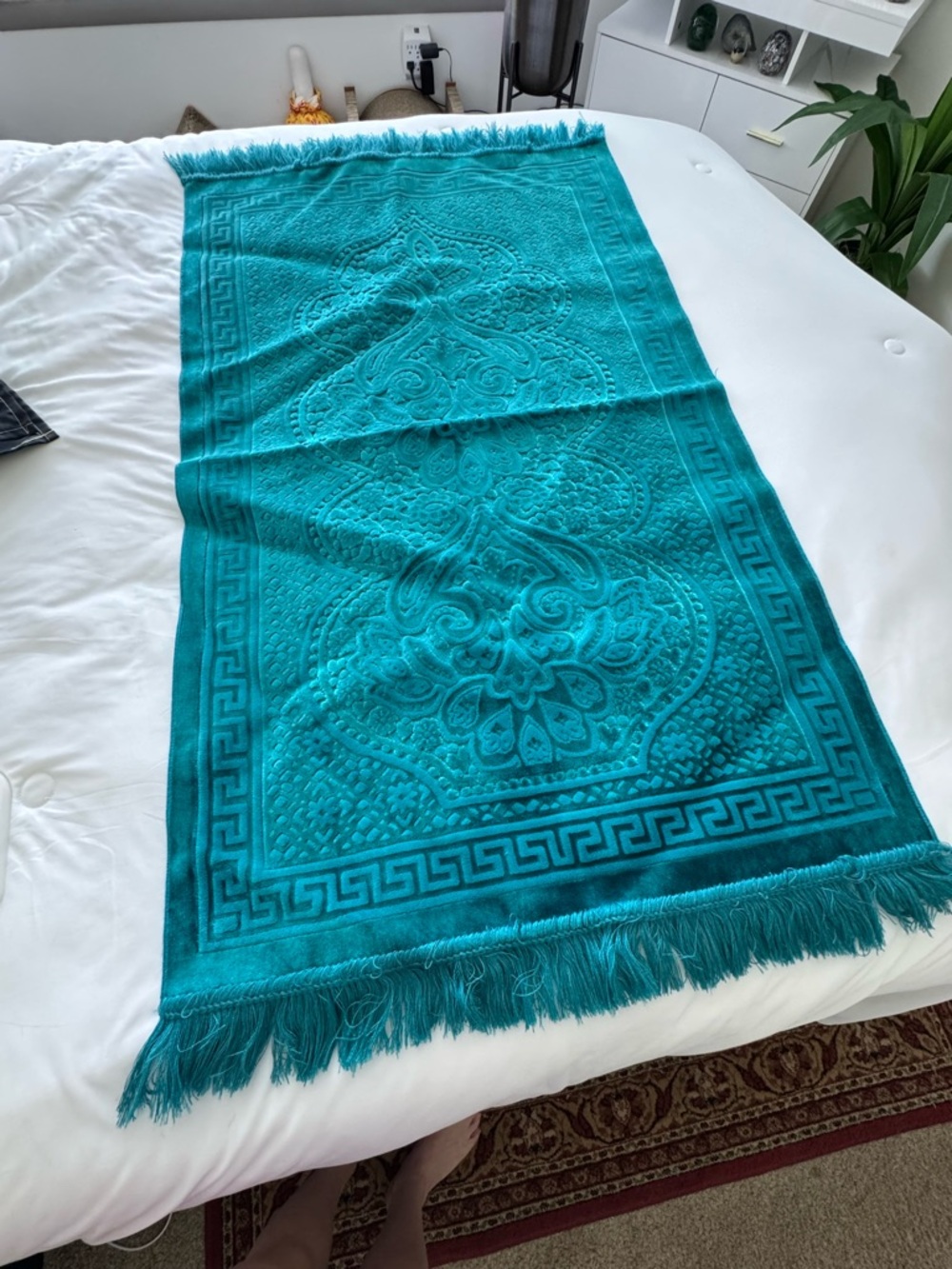 Modefa teal prayer rug 48x26